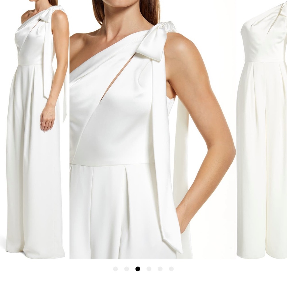 Amsale one shoulder wide leg jumpsuit